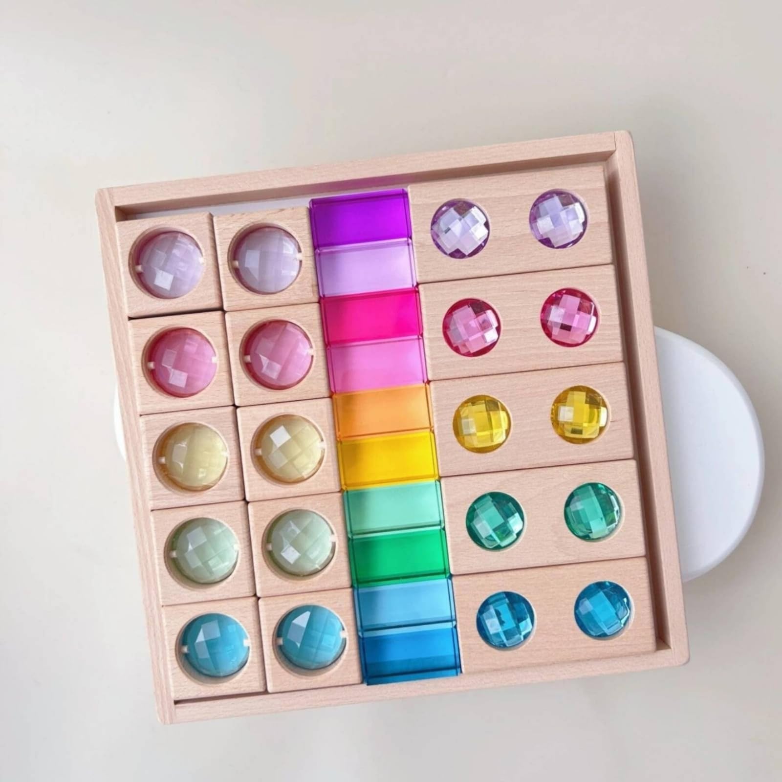 Jiuvaso Blocchi Sensoriali per Bambini Puzzle Educativo Tavola di Abbinamento Set di Costruzione Gioco di Incastro con Pezzi Traslucidi per Apprendimento, Combinazione Finestra Trasparente Alta 4