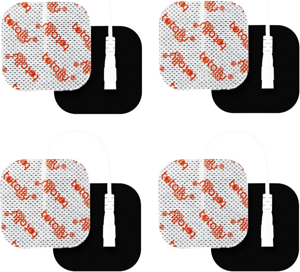 4 Square Self-Adhesive Replacement TENS/EMS Electrode Pads Reusable for Most Tens Machines by Totally Tens