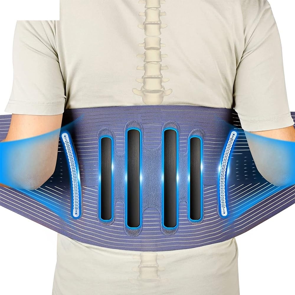 Breathable Back Lumbar Support Belt Men Women Waist Orthopedic Corset Spine Decompression Posture Corrector Waist Trainer Brace For Lower Back Pain Relief (Blue XXL)