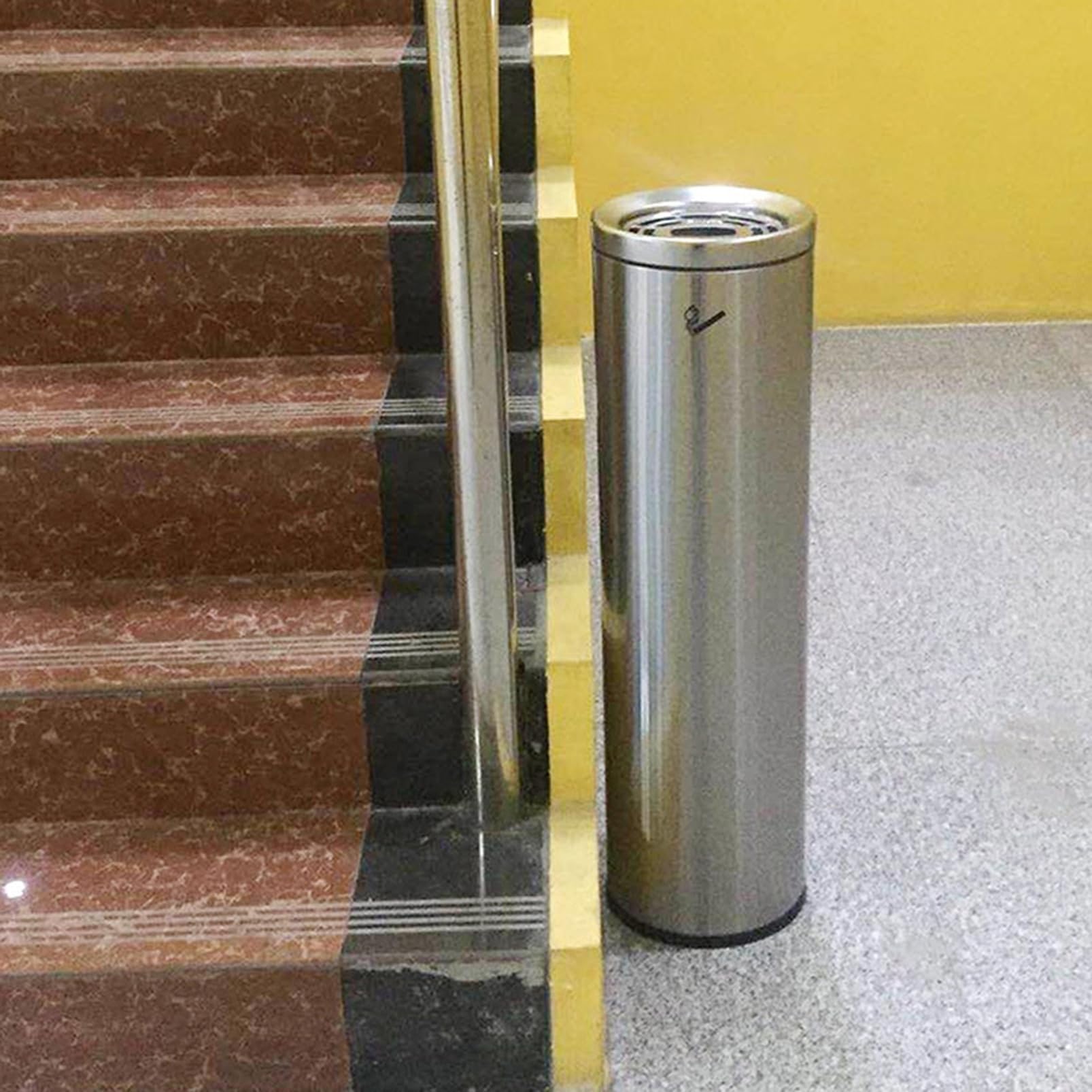 Stojąca popielniczka - 81 cm podłoga zewnętrzna - kosz na śmieci 2 w 1 z popielniczką duża kwadratowa wolnostojąca stacja na papierosy popielniczka do hotelu, budynku biurowego (złota b)