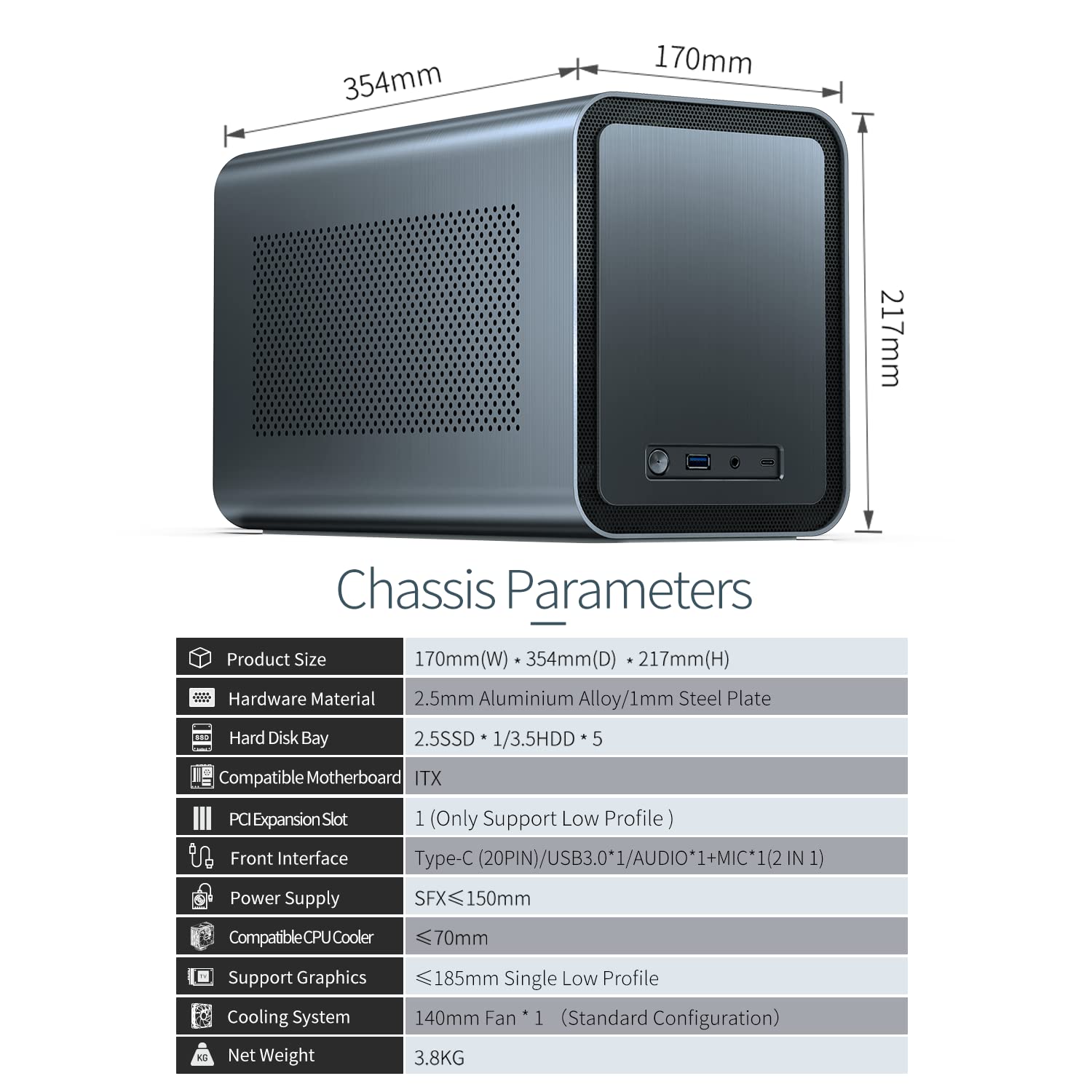 Buy JONSBO N1 MiniITX NAS Chassis, ITX Computer Case, 5+1