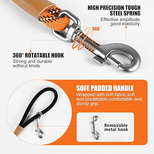 Miniatura 3 de Lynxking - Correa larga para perros reflectante de 15 pies, 30 pies, 50 pies, correa de control de adiestramiento con asa acolchada, cuerda Negro