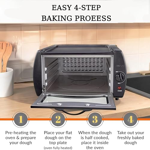 Pizza électrique 1500w Four à Pizza, Four à Comptoir Tandoor pour Naan, Roti, Chapati, Pain, Lahmacun Et Manakish | 15l Mini Pizza Maker avec Plateau De Cuisson, Rack Et Poignée | Chauffage Rapide - 5