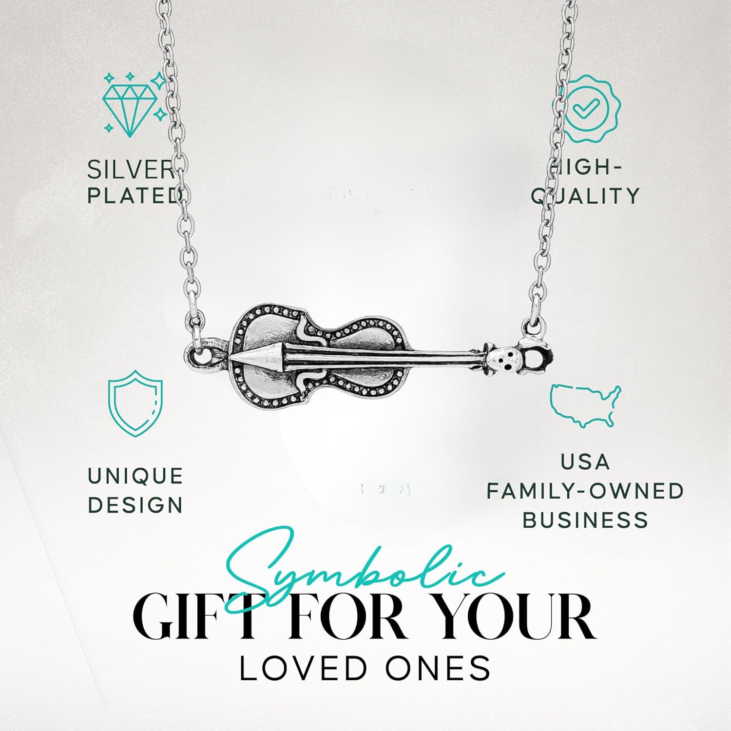 Sportybella Violin Necklace – Music Jewelry with Violin Charm – Gift for Violinists, Musicians, Orchestra & Recitals – Free Velvet Pouch - Image 2