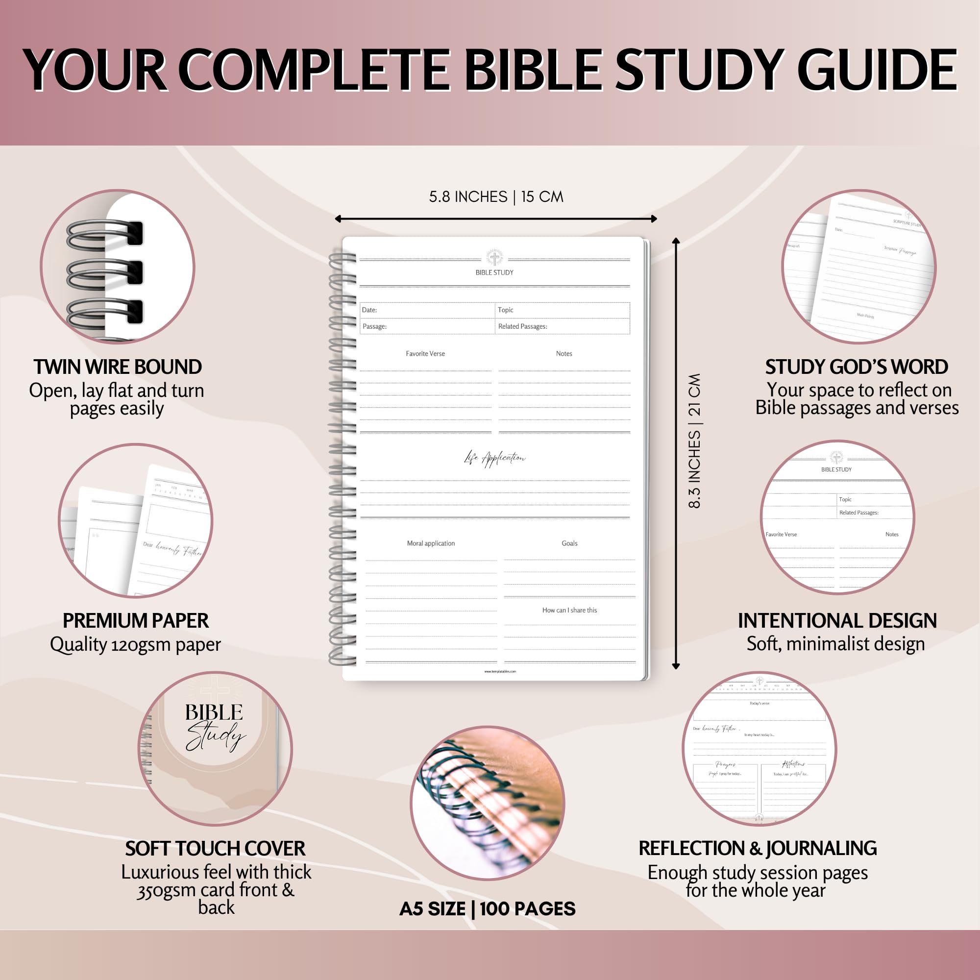 Bible Study Guide: Reflect on God’s Word with Comprehensive Study Tools, Lux, A5 - Image 2