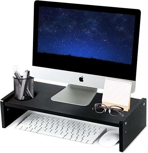 KINLINK Elevador de monitor de madera maciza, elevador de monitor con 2 alturas ajustables, elevador de computadora de 15.8 pulgadas para