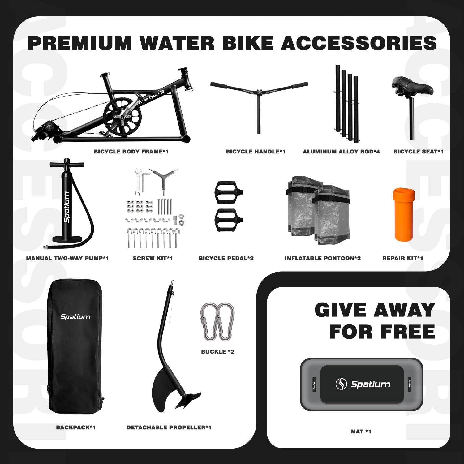 Spatium Gonfiabile Water Bike Grigio Pedal Boat Gommone da pesca Pedal Kayak Libera le mani per godersi l'acqua e la pesca Bicicletta gonfiabile