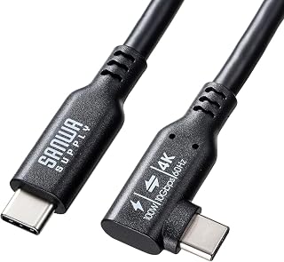 サンワサプライ USB Type-Cケーブル 1m PD100W 4K 60Hz映像出力 L型で配線すっきり KU-10GCCP100L10