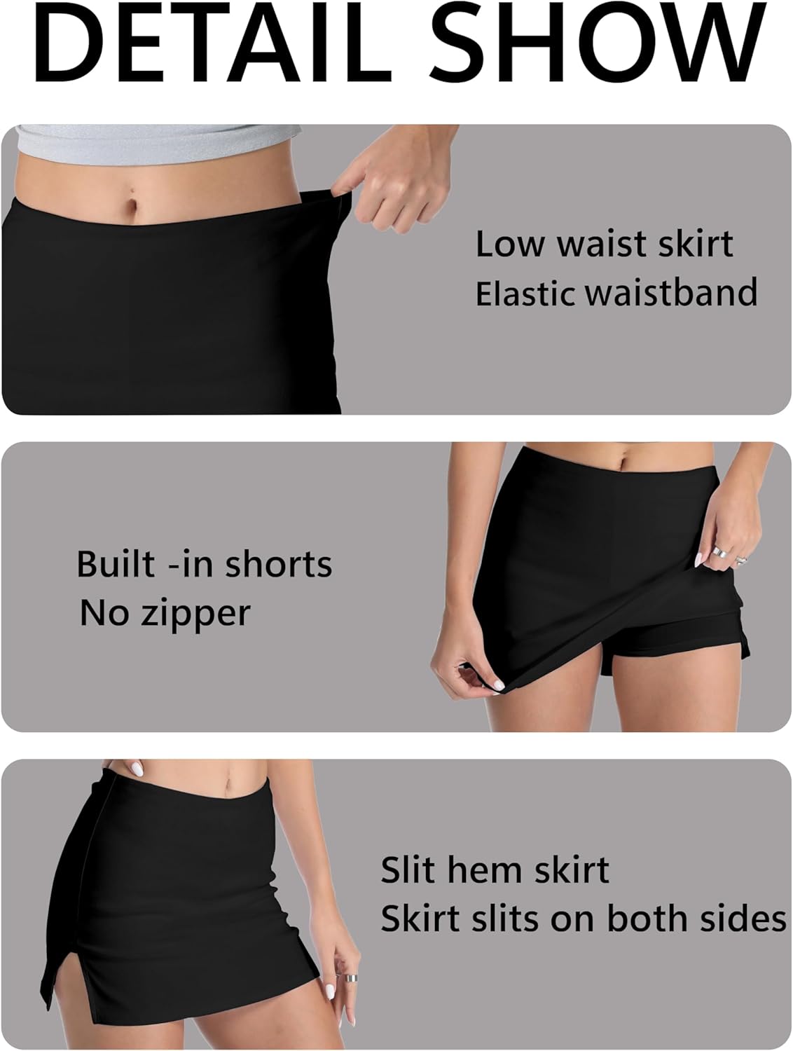 Women's Mini Skirt Mid Rise Stretchy Side Slit Bodycon Skorts with Shorts Daily Going Out Outfits - Image 6