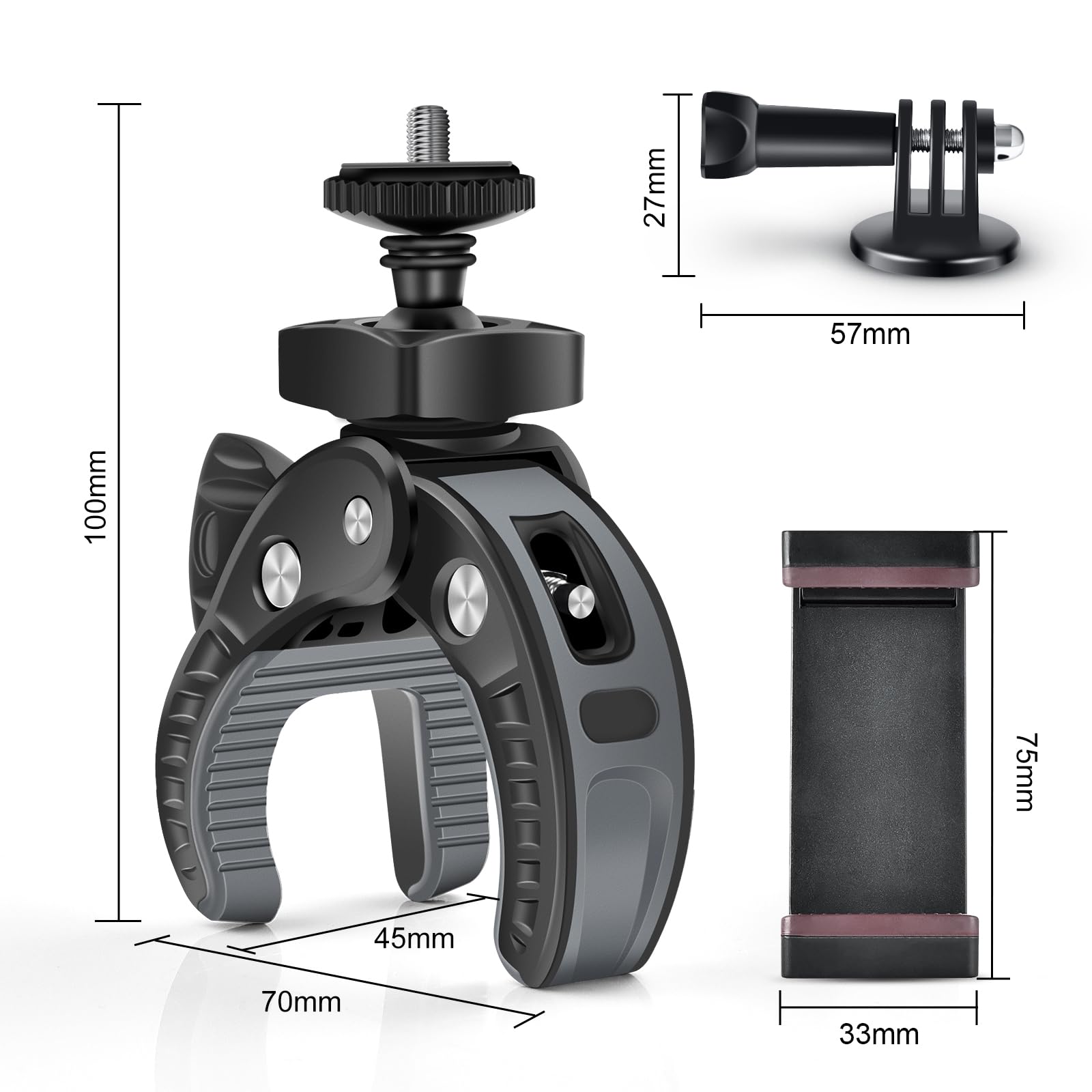 UTEBIT Uchwyt na aparat fotograficzny ze śrubami 1/4", obrót o 360 stopni, adapter rowerowy, kompatybilny z lustrzankami akcji