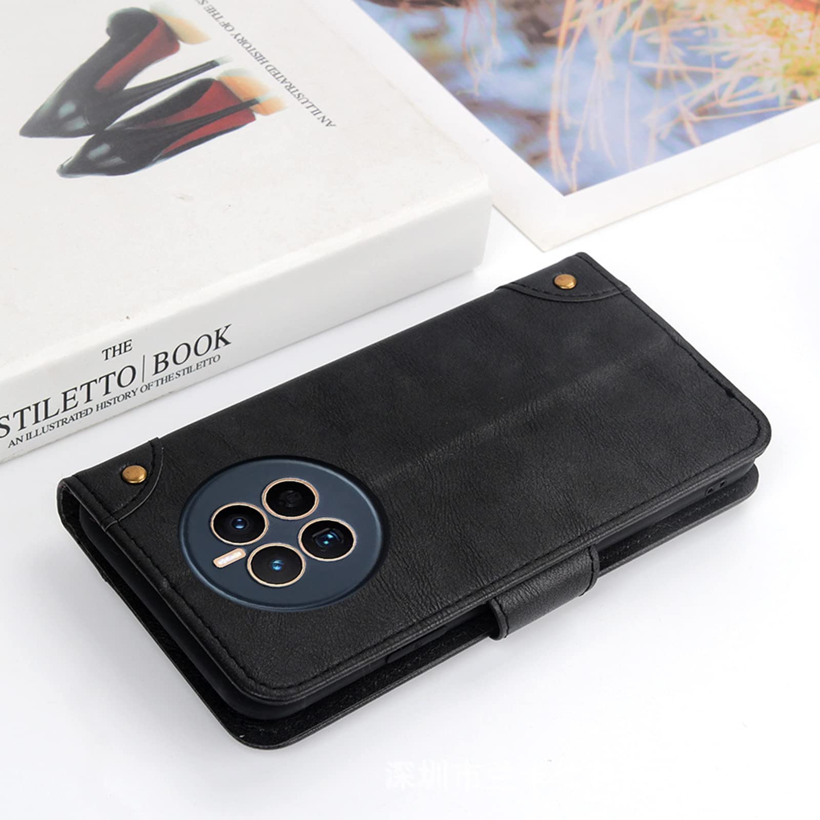 Cover per Huawei Mate 50 Pro, Chiusura Magnetica Custodia a Portafoglio in Pelle PU con Porta Carte Supporto Flip Case Cover per Huawei Mate 50 Pro,Black