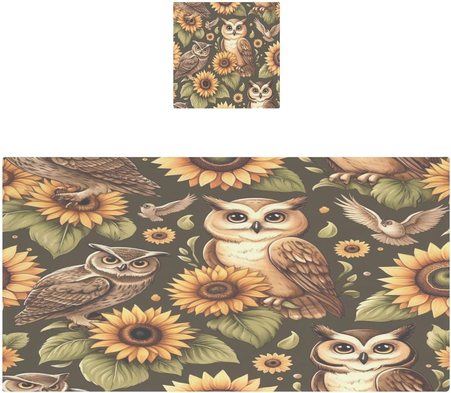 Hand Towels Premium Soft and Highly Absorbent Owl and Sunflower 2 Pcs Towels for Bathroom Set 100% Cotton Decorative Face Towels