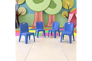 EMMA + OLIVER Pack of 4 Colorful Plastic Chairs for Kids