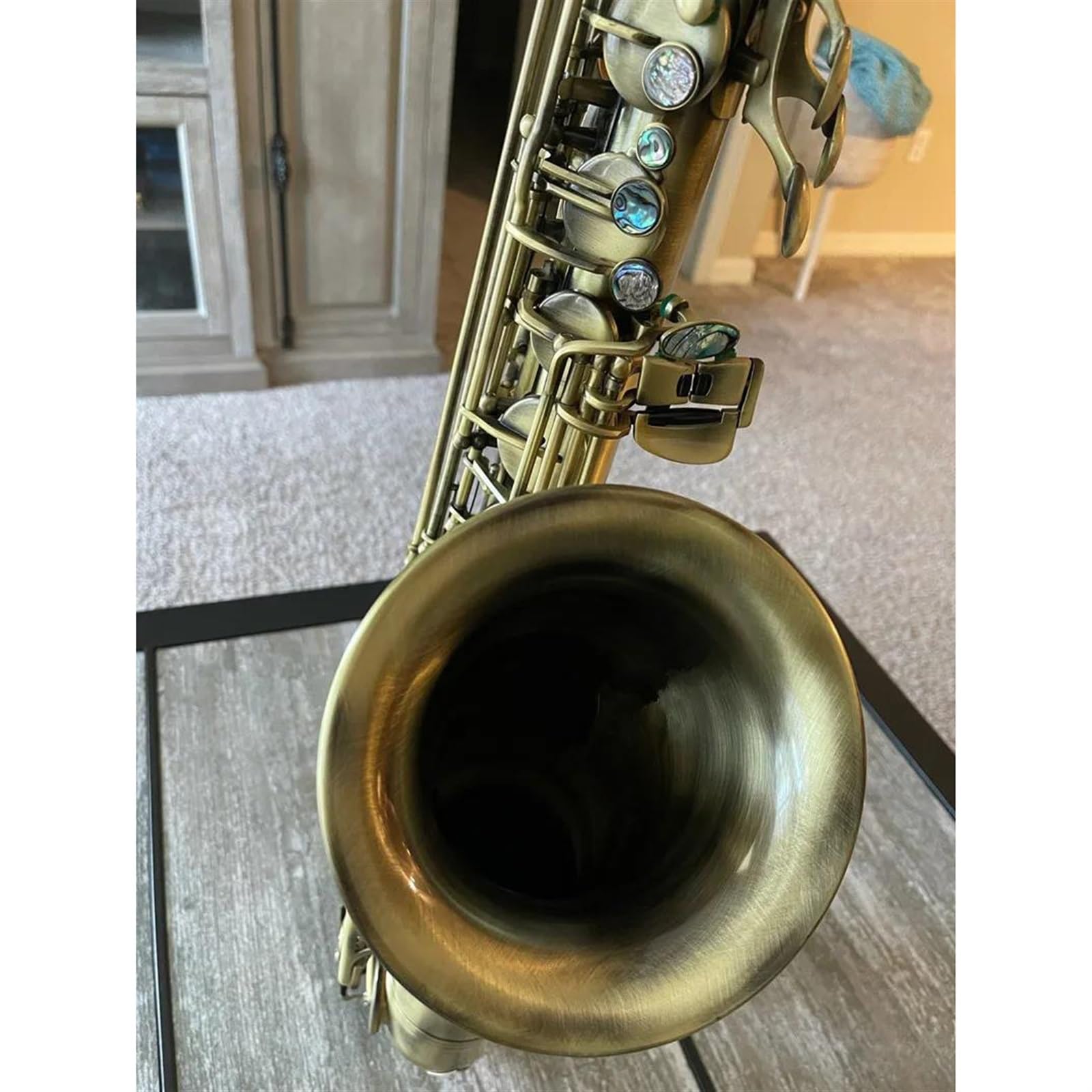 Antyczna Symulacja Bb Saksofon Tenorowy Saksofon Mosiężny Korpus Podwójne Klawisze Instrument Dęty Drewniany Z Futerałem Do Przenoszenia Sax Paski Na Szyję profesjonalny Saksofon