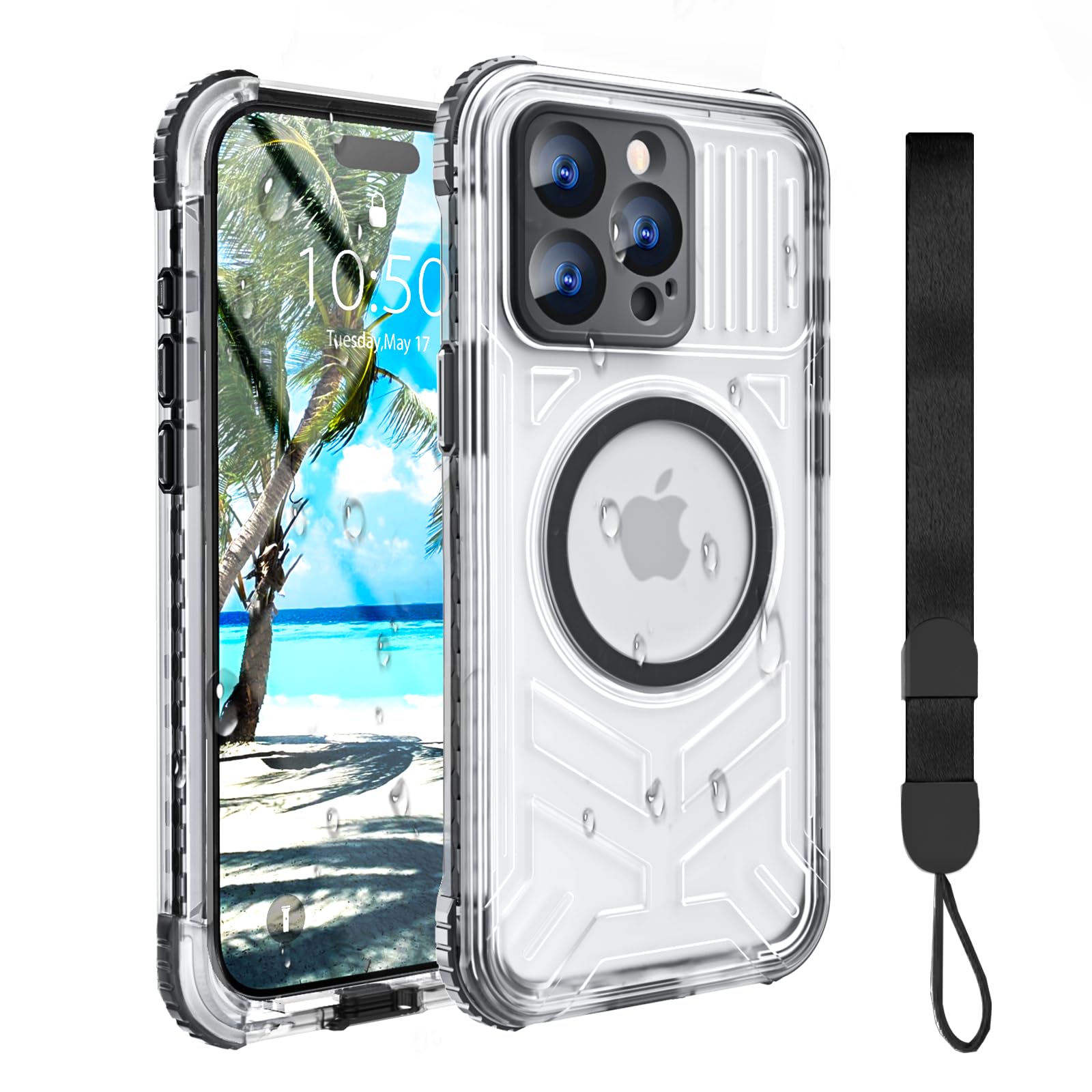 Evcing for iPhone 15 Pro Max Waterproof Case Compatible with MagSafe, Translucent Slim IP68 Underwater Built-in Screen Protector, 12FT Military Grade,
