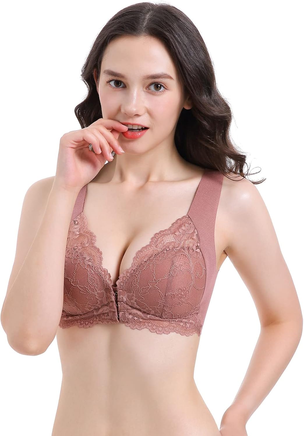 Sora Bra Seamless Front Closure Bras for Women Wireless,Wirefree Lace Bra for Women,Women's Leisure Bra