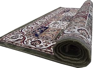 Luxury 1 Inch Thickness Approx & Extra Soft Touch Beautiful Kashmiri Design Carpets 3x5 FEET for Living Room Bedroom & Home Washable Rug (Green-1)