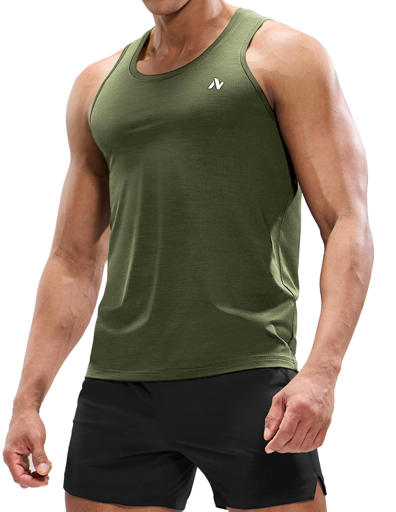 NepestMens Sleeveless Workout Running Tank Top Dry Fit Athletic Gym Sport Beach Muscle Bodybuilding Shirts