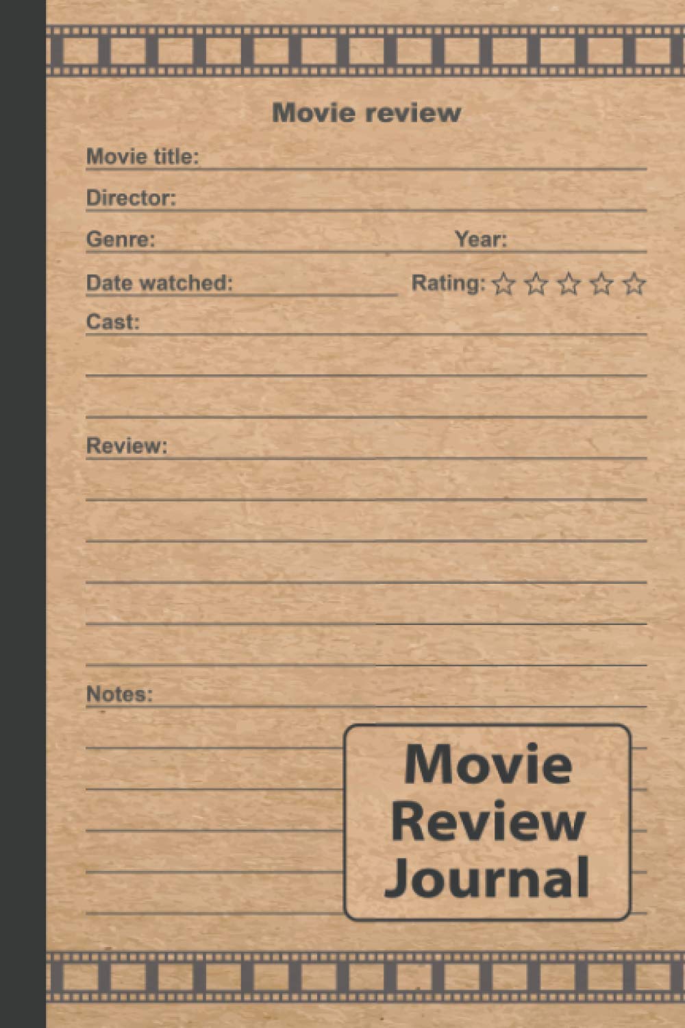 Scarlett Maxwell Movie Review Journal: 120-Page Film Log Book with Index & Pre-Numbered Pages for Movie Lovers