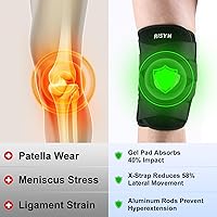 Vista 3 de Rodillera para mujeres y hombres, correa cruzada ajustable, rodilleras para desgarro de menisco, soporte para el dolor de rodilla