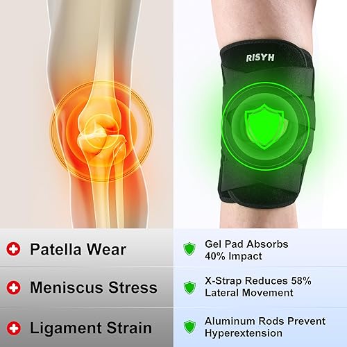 Miniatura 3 de Rodillera para mujeres y hombres, correa cruzada ajustable, rodilleras para desgarro de menisco, soporte para el dolor de rodilla con