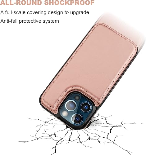 Miniatura 6 de ONETOP Funda tipo cartera compatible con iPhone 13 Pro con soporte para tarjetas, funda de piel sintética con ranuras para tarjetas, doble cierre