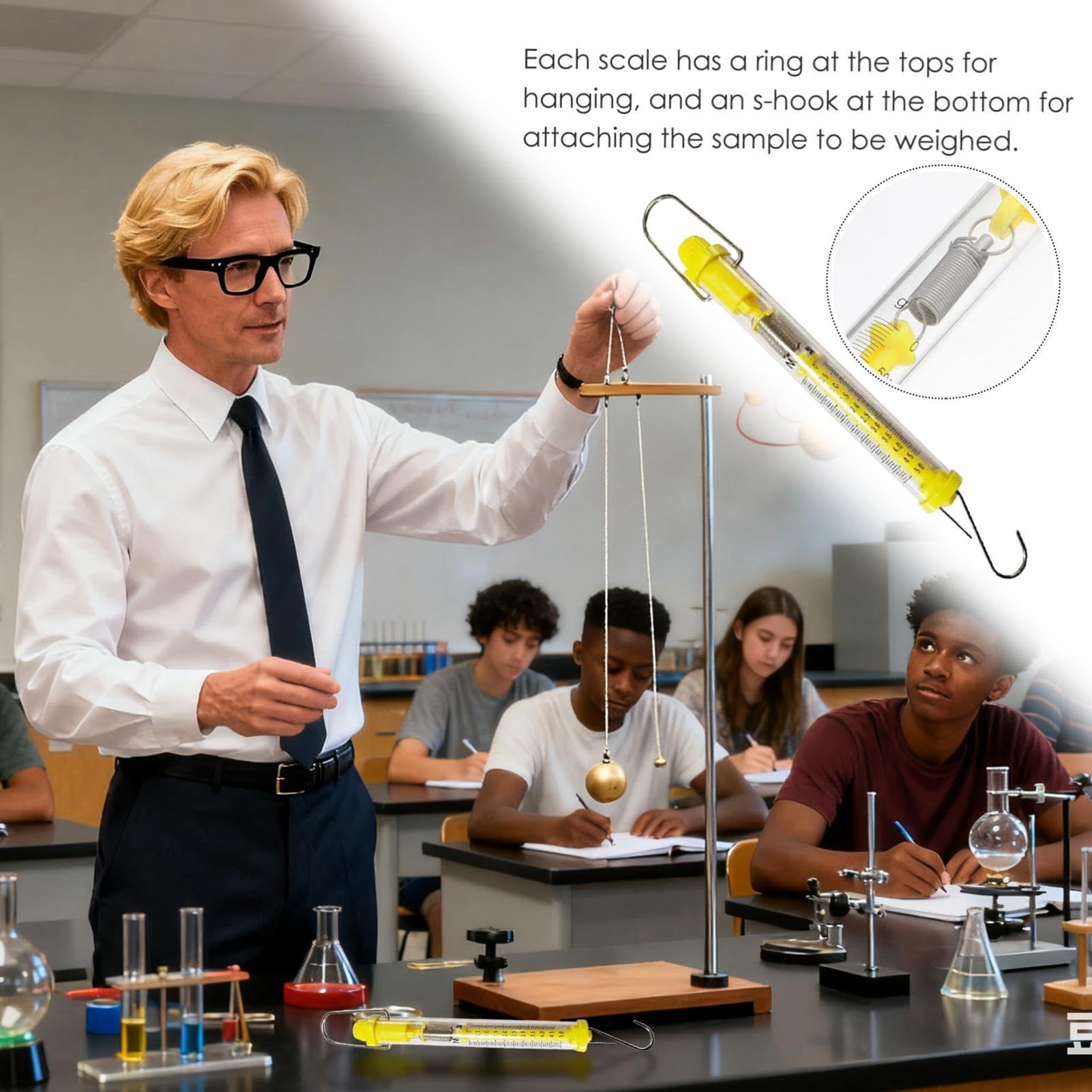 Physics Teaching Force Measuring Kit - 10N Spring Gauge & Hook Balance | Portable Precision Instrument For Classroom Mechanics Experiments & Scientific Research