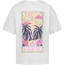 Roxy Girls Short Sleeve Oversized Fit Logo Tee, Crew Neck Graphic T-Shirt, Soft & Comfortable