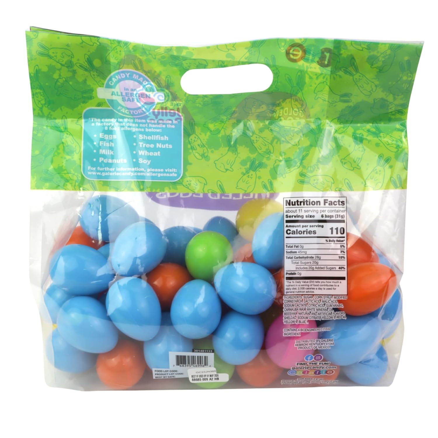 Bulk Plastic Candy Filled Easter Eggs, Jelly Beans, Assorted Bag of 65