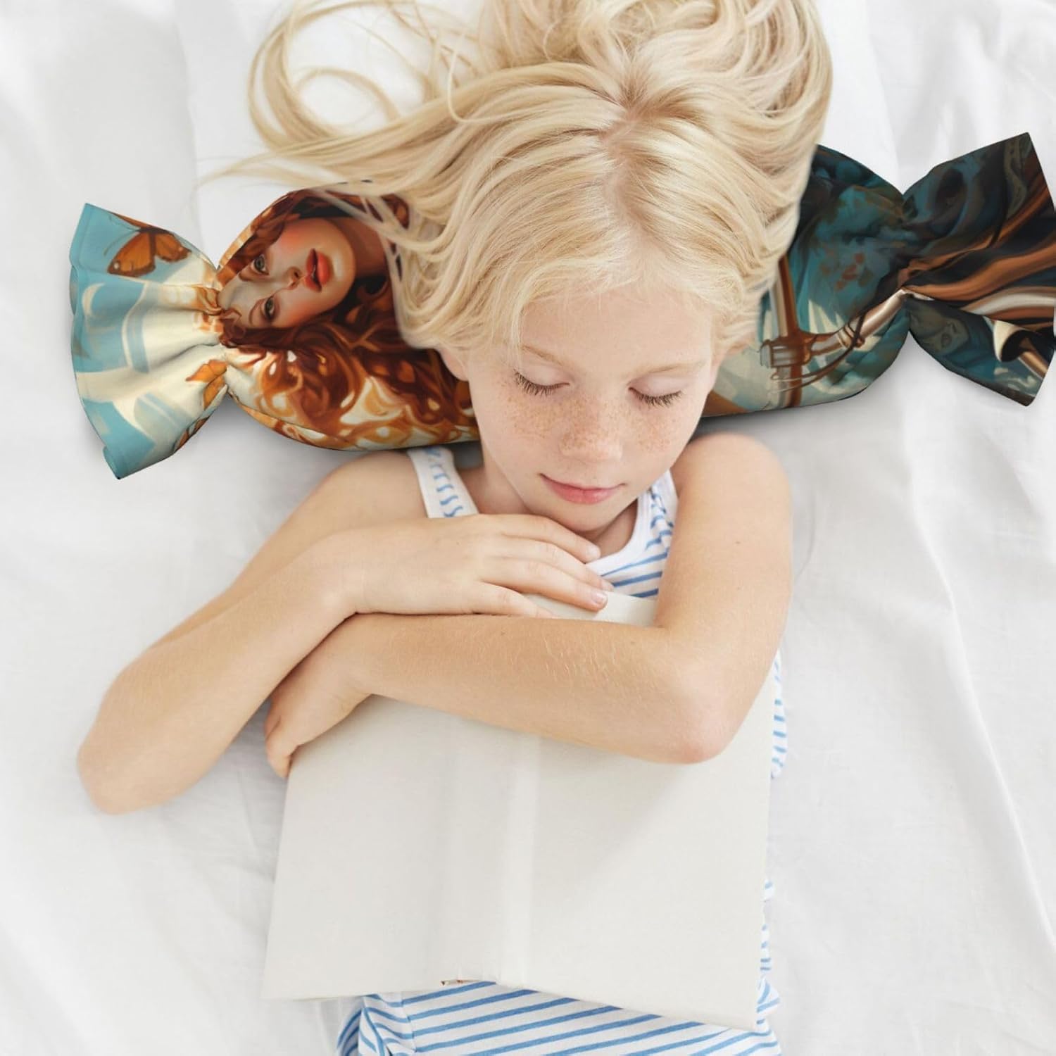 Girl Bicycle Butterfly Print Candy Cylindrical Comfortable Pillow Throw Pillows Home Decor Easy Maintenance