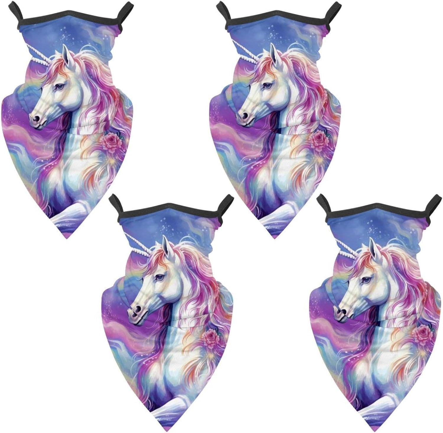 4 Pieces Cooling Neck Gaiter Face Cover for Sun Protection Unicorn Face Mask Reflective for Men Women Fishing Cycling Hiking