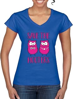 Save The Hooters 2 Chicks Funny Breast Cancer Awareness Women’s Standard V-Neck Tee