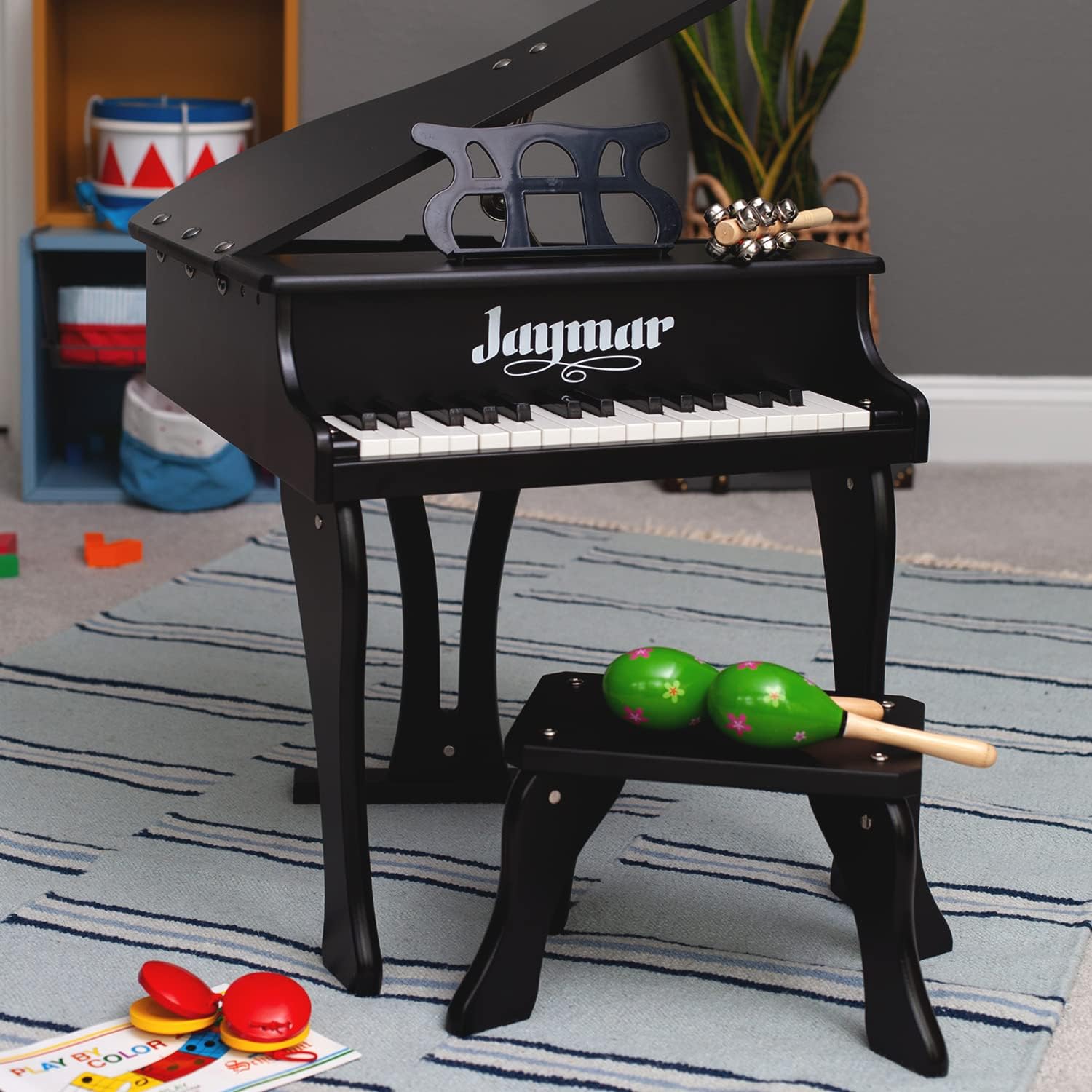 Onе-Dау Sаlе: Uр tо 60% оƒƒ Schoenhut Jaymar Baby Grand Black Piano - Baby Musical Instruments Promotes Hand and Eye Coordination - Grand Keyboard Piano is Safe and Kid-Friendly with Bench