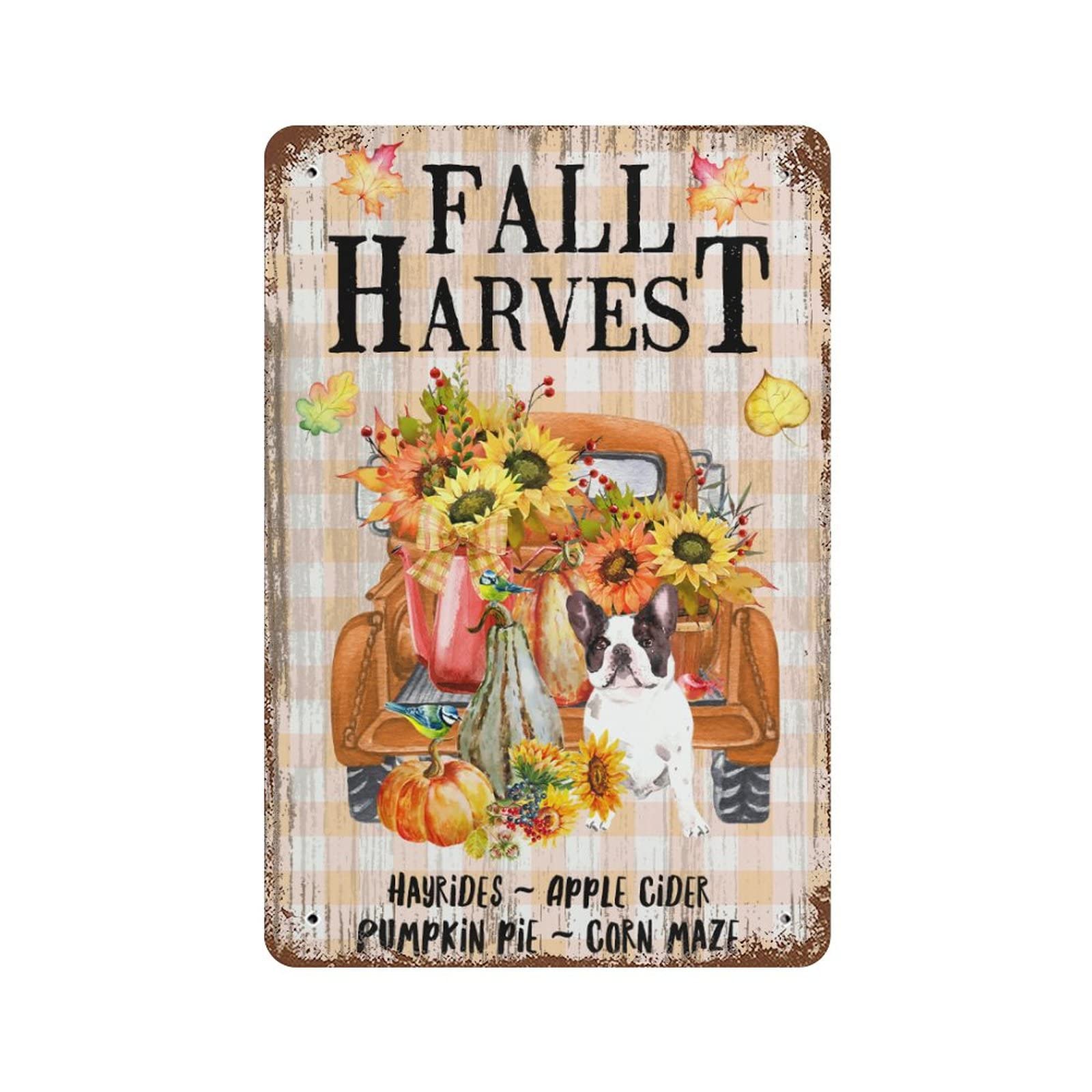 Cadeau d'automne pour amoureux des animaux plaque vintage étain