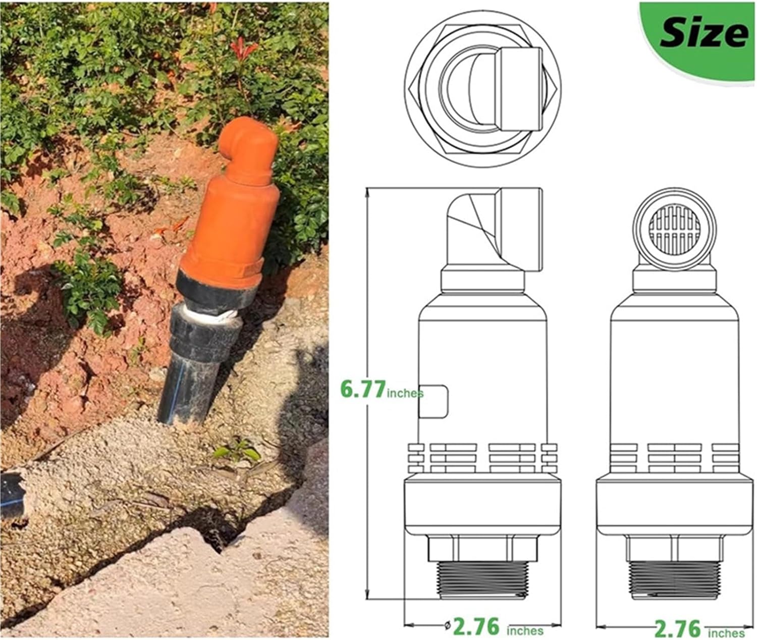 Air Relief Valve, Vacuum And Release For Irrigation System - NPT Threaded Interface