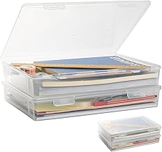 A4 Storage Box, 2 Pieces, Versatile Plastic Box with Lid – Transparent and Stable to Stack for Documents, DIY Materials and Office (31 x 22 x 5 cm)