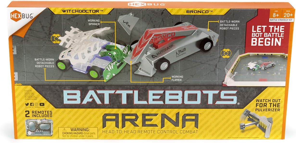 HEXBUG BattleBots Arena Bronco & Witch Doctor - Battle Bot with Game Board and Accessories - Remote Controlled Toy for Kids - Batteries Included with Hex Bug Robot Playset