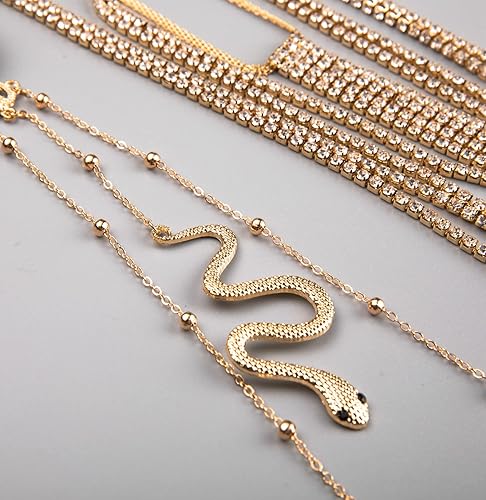 Miniatura 3 de NICEIGHT Cadenas de muslo para mujer 8 cadenas de pierna para mujeres adolescentes niñas cadena de pierna de serpiente cadena de cuerpo en capas