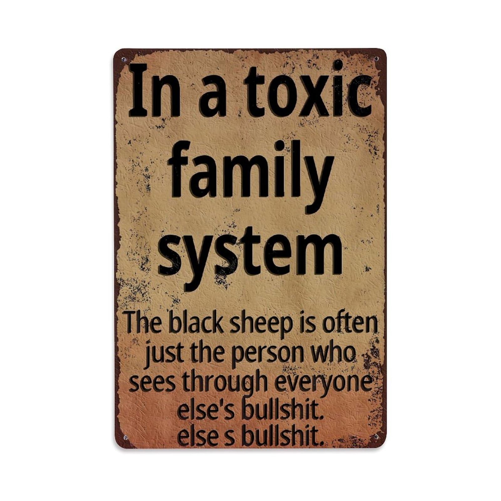 Jdfenggu Vintage Toxic Family System Quote Print Retro Metal Tin Sign, Metal Poster For Bar, Home, Man Cave, Kitchen, Laundry Room Art Decor 8X12 Inch