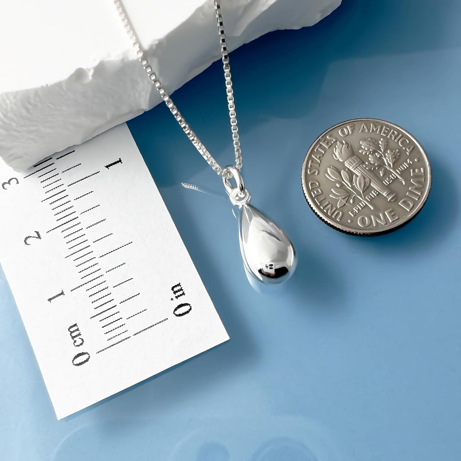 Tiny Sterling Silver High Polish Teardrop Pendant Necklace for Women Teen GIrls Casual Minimalist Layering Necklace for Everyday Wear Necklace Gift for Her