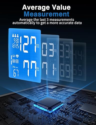 Miniatura 6 de Monitor automático de presión arterial superior del brazo con gran pantalla LCD retroiluminada, monitor digital preciso de presión arterial con puño