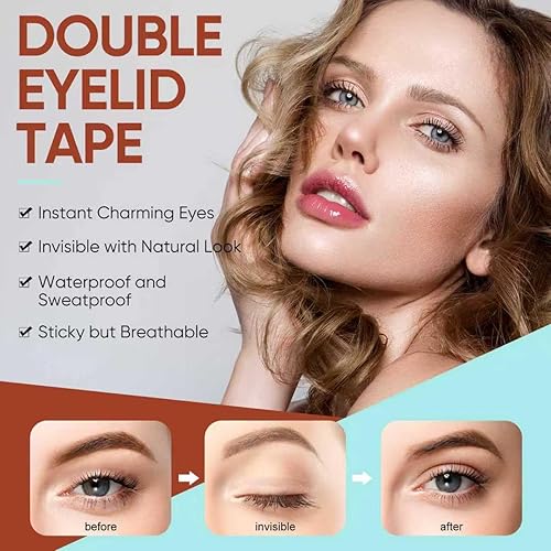 Eyelid Lifter Strips, Invisible Double Eyelid Tape for Hooded Eyes, Natural-Looking Eyes, Works on Uneven, Monolid, Aging Eyelids, No-Glue, Waterproof & Breathable, 480Pcs