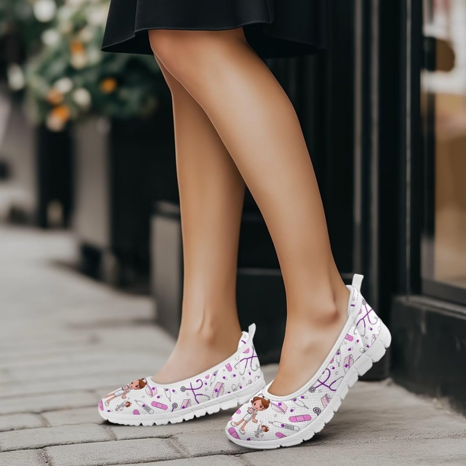 chaqlin Zapatos para caminar para mujer, bonitos zapatos planos para correr, enfermera, trabajo, fitness, tenis