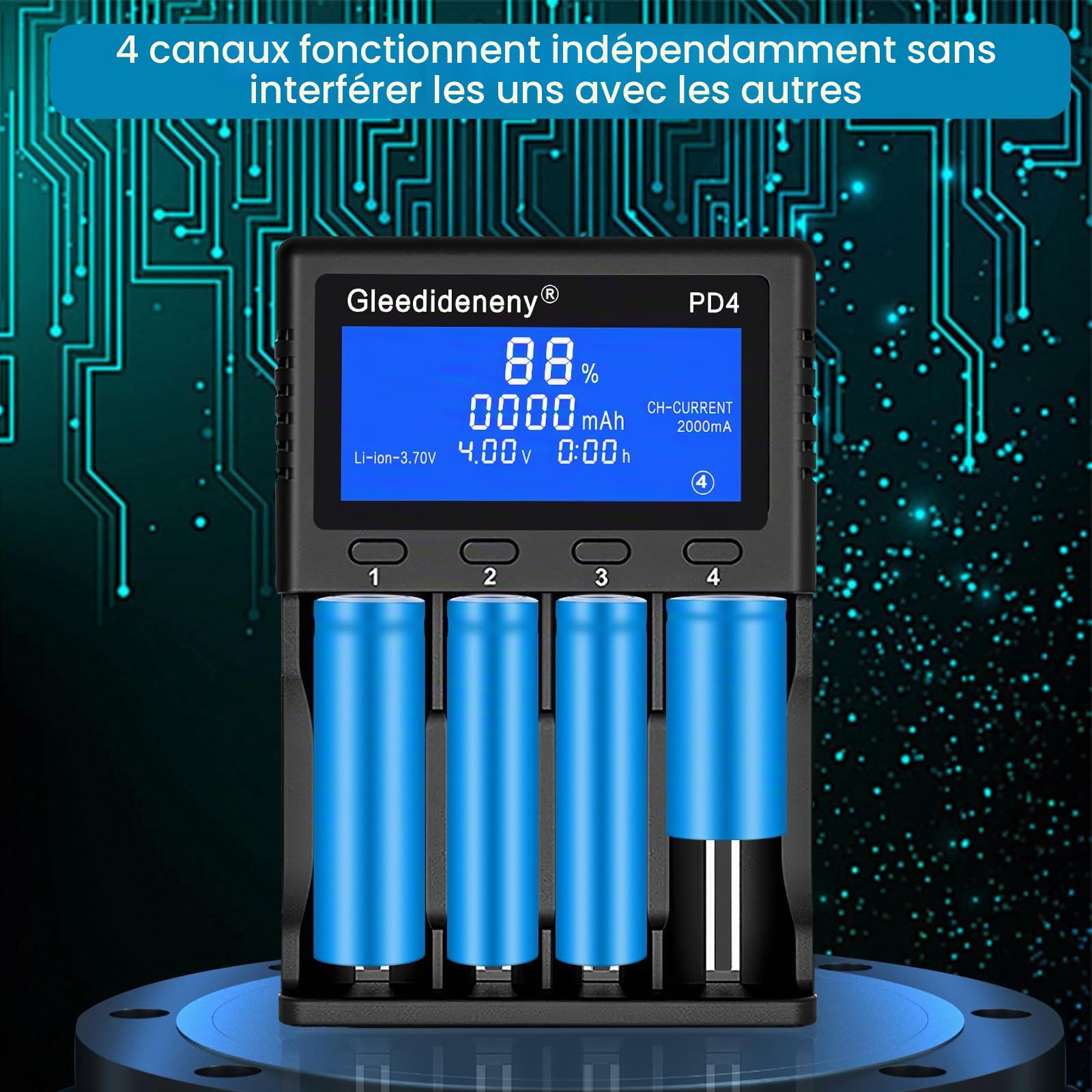 Chargeur de batterie 18650, chargeur universel avec écran LCD pour piles rechargeables 3,7 V 3,8 V 3,2 V 26650 20700 18650 18350 17670 17500 16340(RCR123) 14500 1,2 V AA AAA SC C