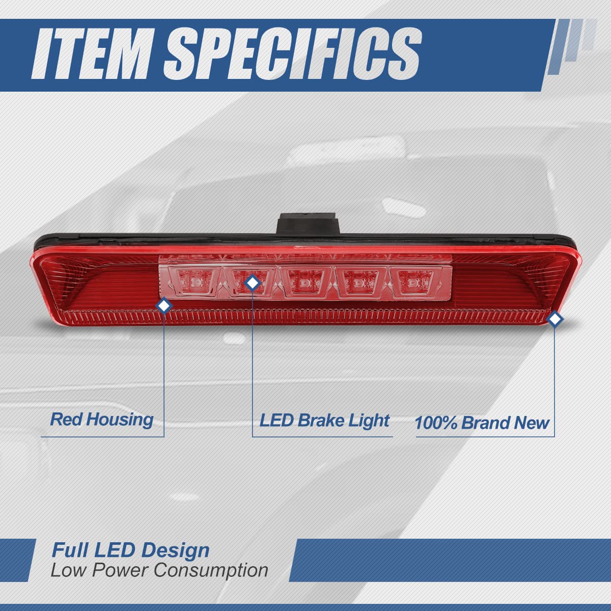 Auto Dynasty Red Housing LED 3rd Third Tail Brake Light High Mount Stop Lamp Compatible with Ford Explorer U502 11-15