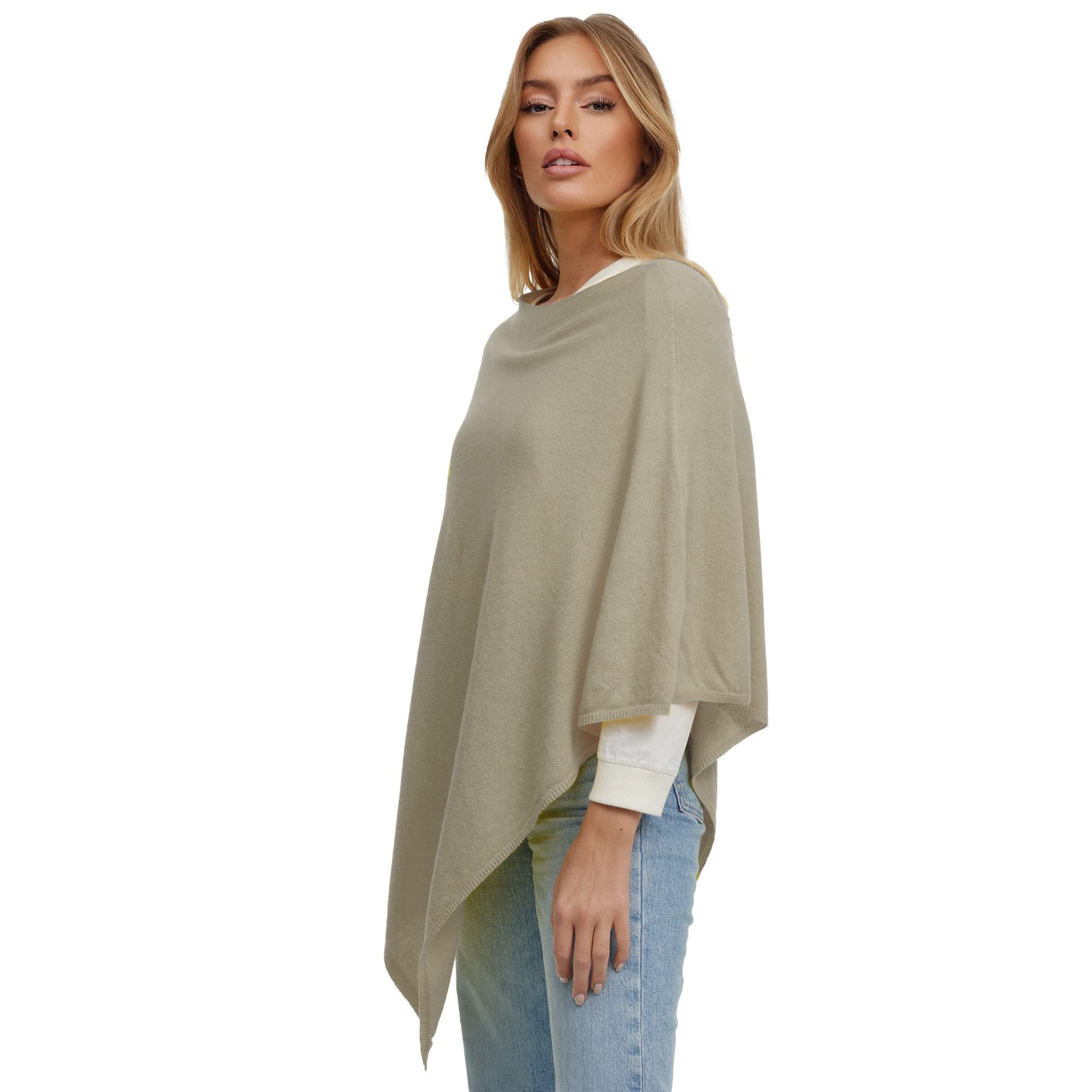 Glamexx24 Poncho Femme Élégant Châle Cape en Maille Fine Chaud Tricoté Cape Pour le Printemps Automne