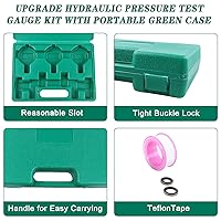 Vista 5 de SINOCMP Kit de manómetro hidráulico versión mejorada, 25/40/60 MPa 3 manómetro 6 acoplamiento de prueba, 3 mangueras de prueba, 1 estuche