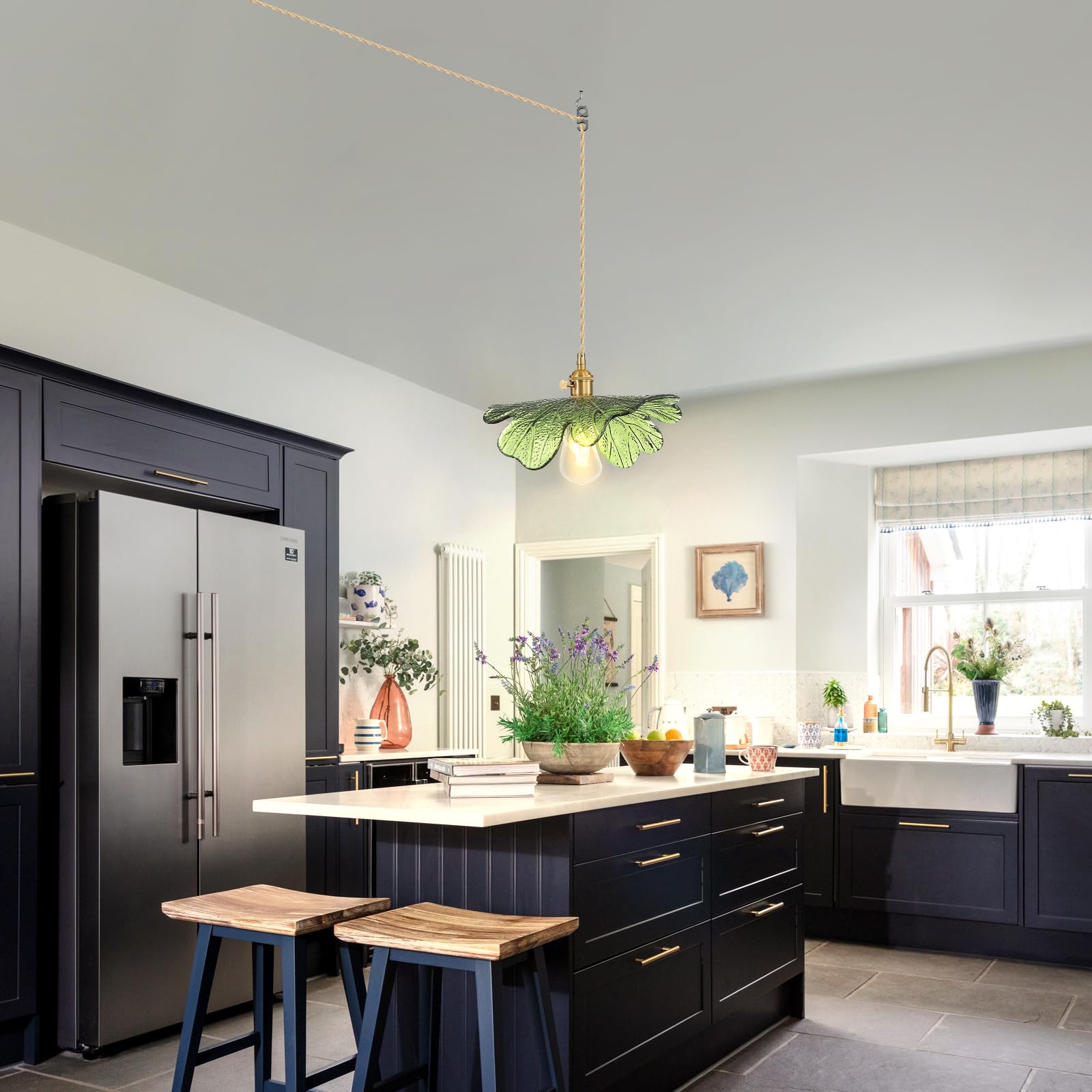 Photo 1 of Eemmwet Green Plug-in Glass Pendant Light