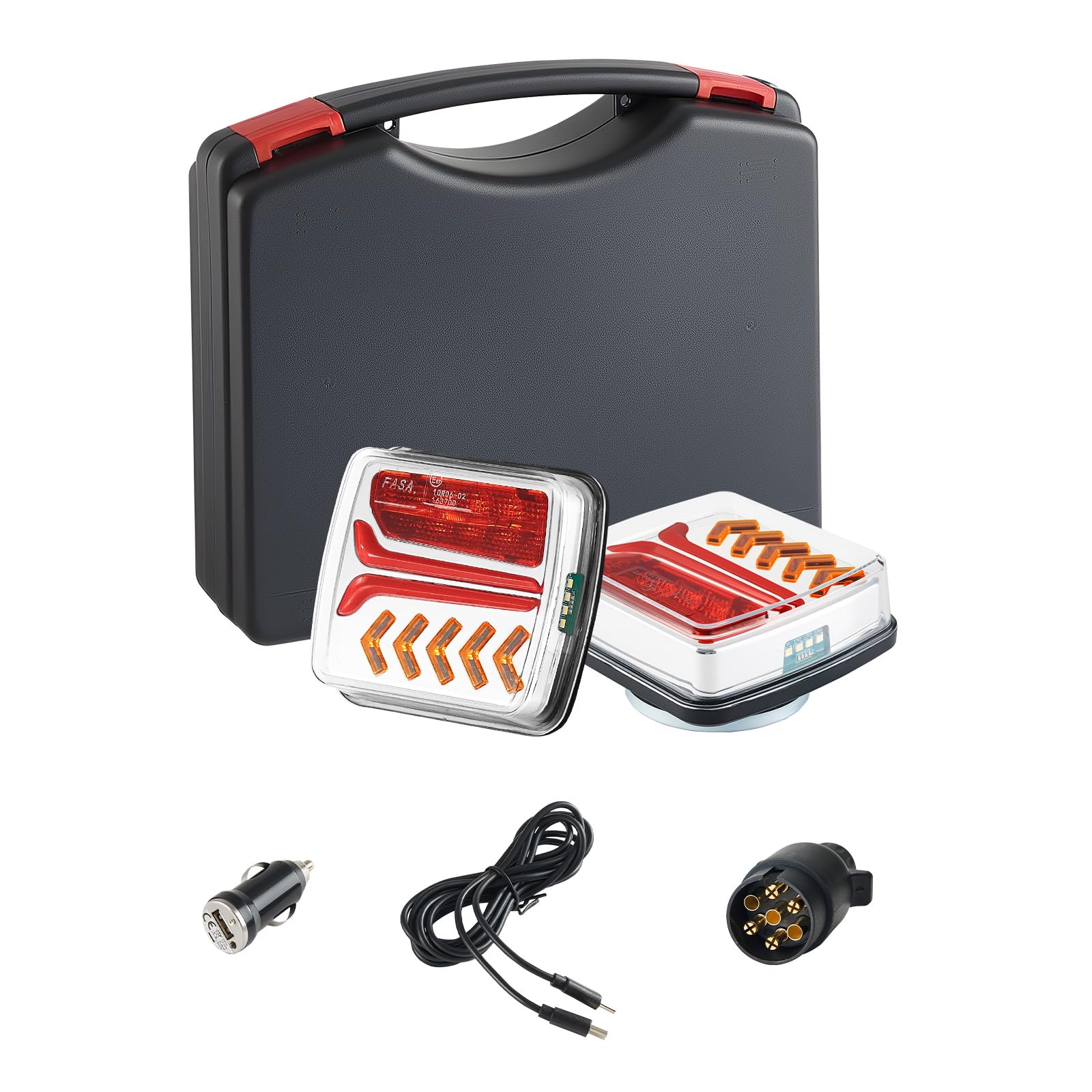 VEVOR Luci per Rimorchio, Kit di 2 Luci Posteriori Magnetiche Senza Fili a LED Quadrate da 12 V con Stop, Freno, Luce di Retromarcia, Targa, Kit di Illuminazione Impermeabile per Barca, Camion