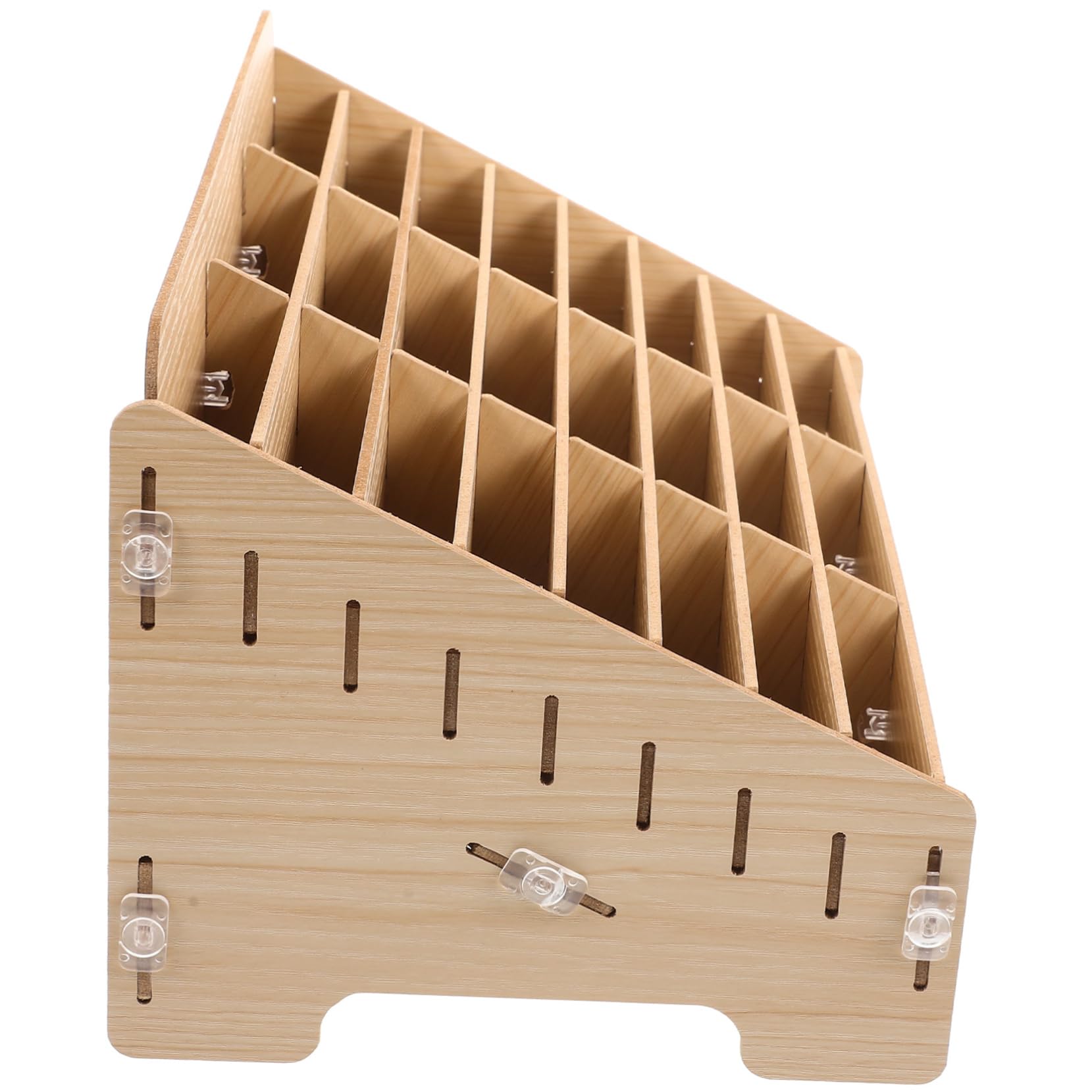 NUOBESTY Box 24 Wooden Storage Box Cassette Tape Storage Calculator Holder Sticker Display Kids Work Desk Marker Storage Organizer Wooden Mobile Phone Holder Specimen Cell Phone Office